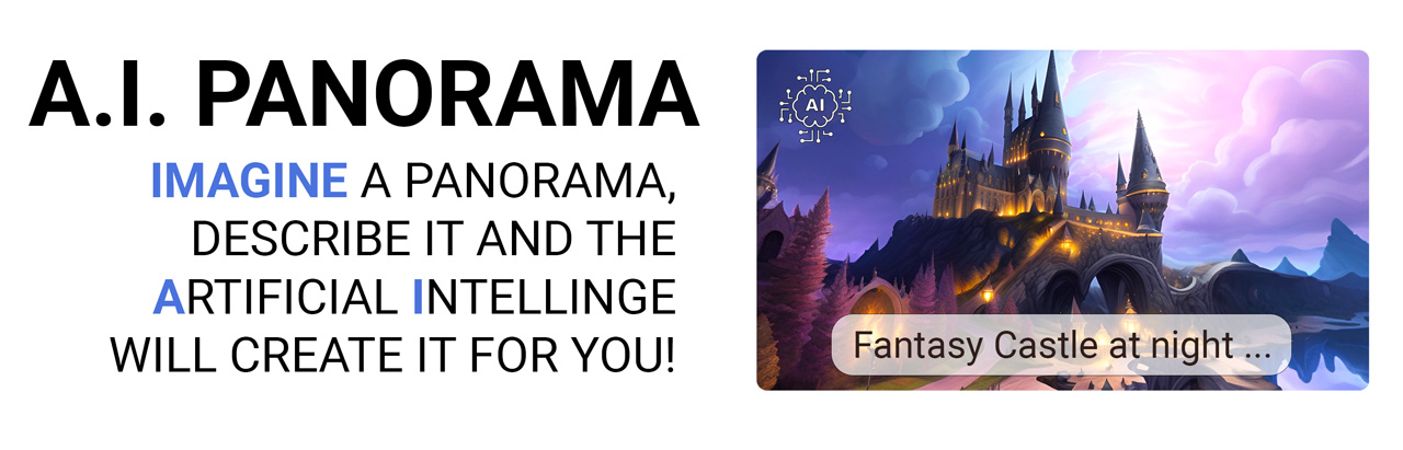 AI generating a panorama scene from a text description
